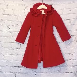 Copper Key Red Lined Dress Coat Size 2/3 Excellent Condition